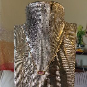 Kendra Scott Elegant Gold Necklace with Pink Gemstone